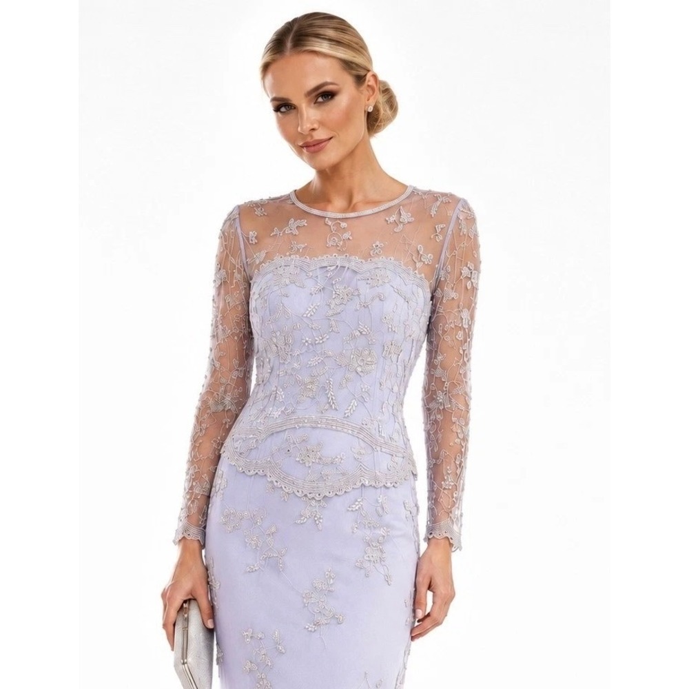 Montage by Mon Cheri Mother of the Bride Gown Periwinkle Blue Beaded Formal / 10